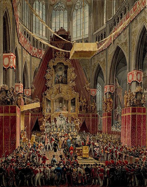 Coronation of Ferdinand V as King of Hungary, Croatia and Bohemia in Prague Cathedral, 1836, painted by Eduard Gurk (1801-1841)